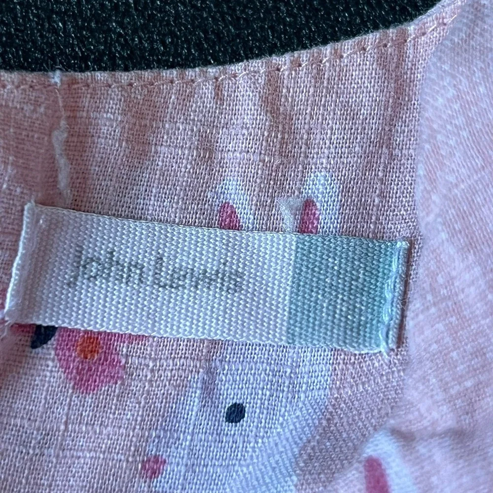 John Lewis Baby Pink Bunny Floral Linen Blend Ruffle Dress Sleeveless 2/3 yrs